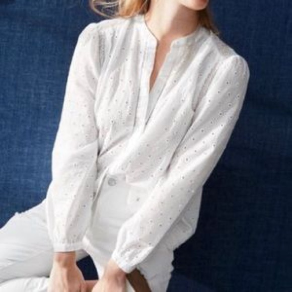 Jcrew eyelit cream cotton button down size medium - Picture 1 of 4
